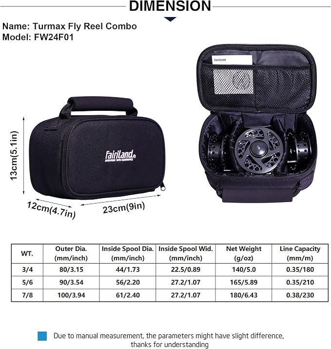 TURMAX MK2 Fly Fishing Reel Combo, CNC Aluminum Large Arbor Fly Reel with 2 Extra Spools and Storage Case, Sealed Carbon Drag, Left/Right Retrieve, 5/6 and 7/8 Line Weight Options