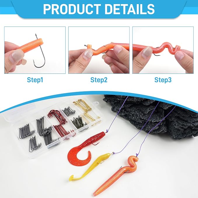 Crappie Panfish Fishing Hooks Aberdeen Hook Kit, 150pcs Fishing Hooks Long Shank Light Wire Crappie Hooks High Carbon Steel Live Bait Fishing Hook Freshwater Panfish Bass Catfish Trout Small Size