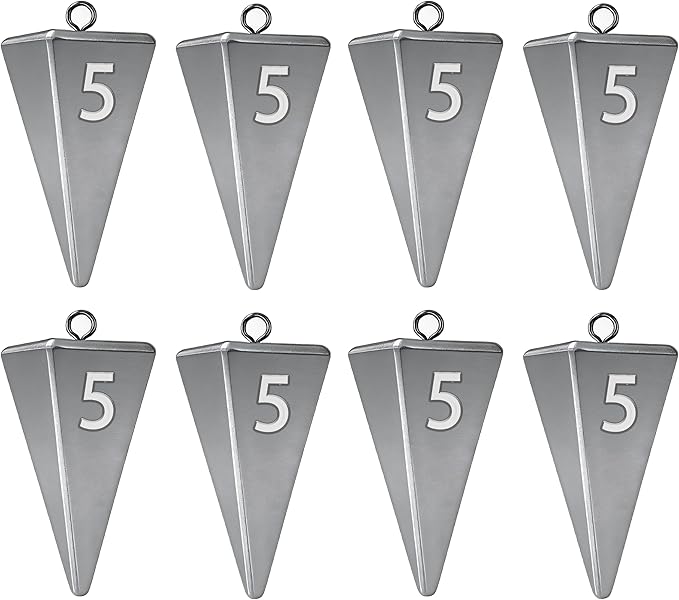 Pyramid Sinkers Fishing Weights, Saltwater Fishing Sinkers for Surf Fishing Gear Tackle - 1oz, 2oz, 3oz