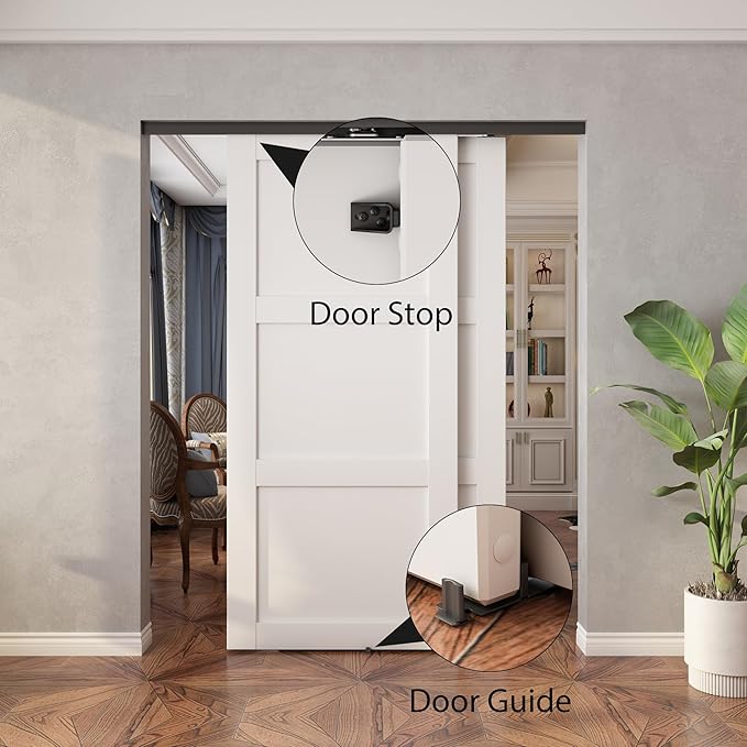 Sdstone Heavy Duty Bypass Door Hardware 48"/4FT,Aluminum Sliding Closet Door Track Hardware for Cabinet Closet, Pocket Door Track Rail Set for 2 Door System,Smoothly and Quietly,Black