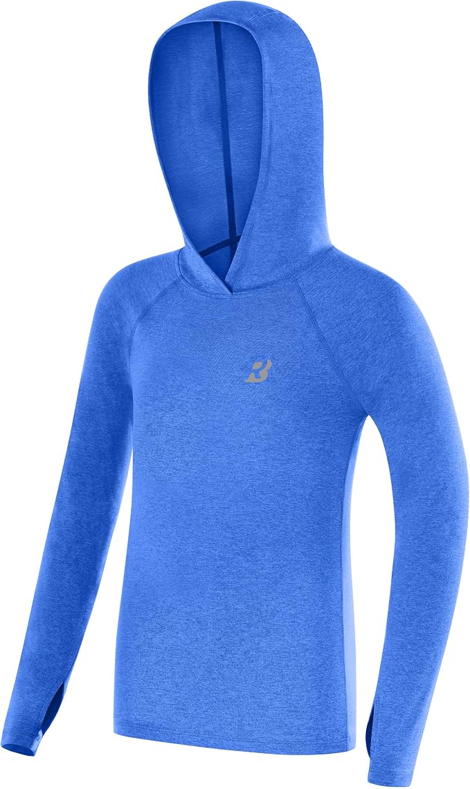 Roadbox Boys Rash Guard Hooded Fishing Shirt, Kids UPF 50+ Long Sleeve Sun Hoodie, Youth UV Protection Beach Swim Shirts