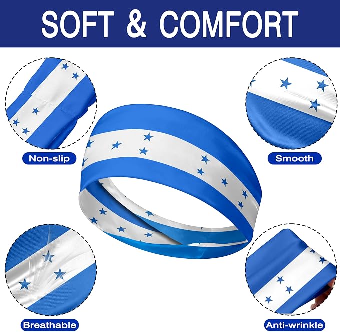 Flag Headbands for Men Women, Moisture Wicking Sweatband Breathable Sports Headwrap, Non-Slip Stretchy Fitness Hair Band