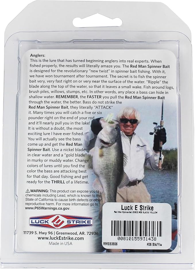 Luck E Strike Redman Spinner Bait by Jimmy Houston, 3/8 Ounce Colorado Spinnerbait