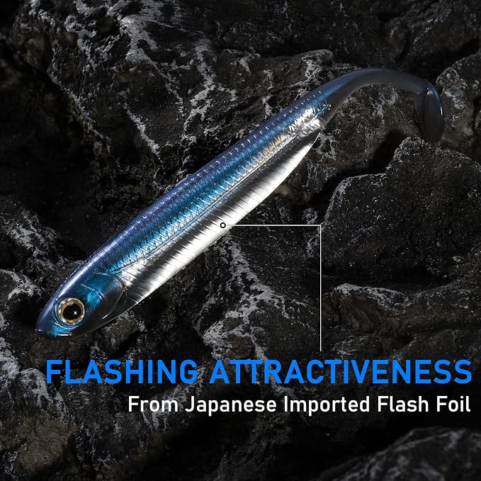 Dr.Fish Paddle Tail Swimbaits, Soft Fishing Lures for Bass Fishing 2.75-4.75 Inches, Freshwater & Saltwater Soft Plastic Baits Swim Shad Bait Minnow Lures Drop Shot
