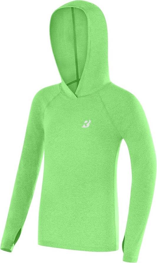 Roadbox Boys Rash Guard Hooded Fishing Shirt, Kids UPF 50+ Long Sleeve Sun Hoodie, Youth UV Protection Beach Swim Shirts