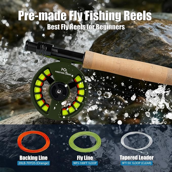 Fly Fishing Reel 5/6wt - Aluminum Alloy Fly Reel with Pre-Loaded Line Combo, Durable Lightweight Design for Freshwater/Saltwater