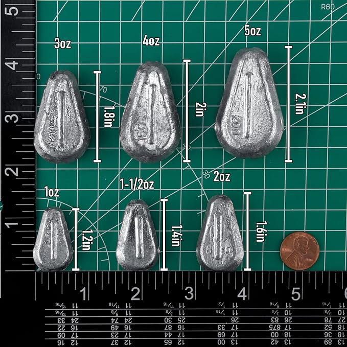 Dr.Fish 5 Pack No Roll Sinker Lead Fishing Weights Freshwater Catfish Sinkers Flat Coin Disc Weights Bank River Surf Fishing Saltwater