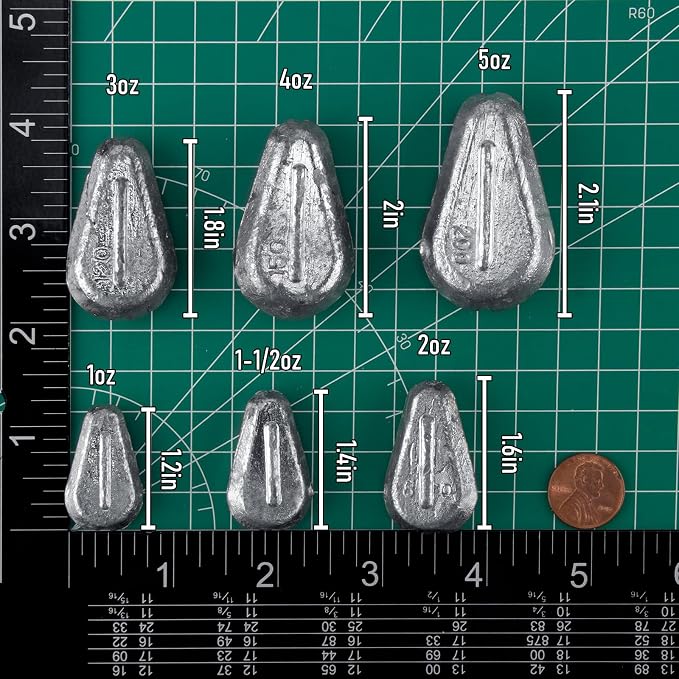 Dr.Fish 5 Pack No Roll Sinker Lead Fishing Weights Freshwater Catfish Sinkers Flat Coin Disc Weights Bank River Surf Fishing Saltwater