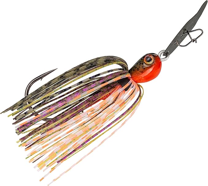 Strike King Thunder Cricket Fishing Lure, Vibrating Swim Jig, Silver Blade, 4/0 Jungle-Style Flipping Hook