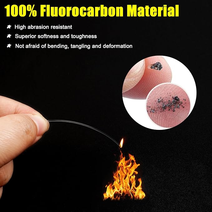 Fluorocarbon Fishing Leader, 12/24pcs Fluorocarbon Leader Line with Swivels Snap Invisible Fishing Wire Leader Connect Tackle Lures Bait Hooks for Saltwater Freshwater
