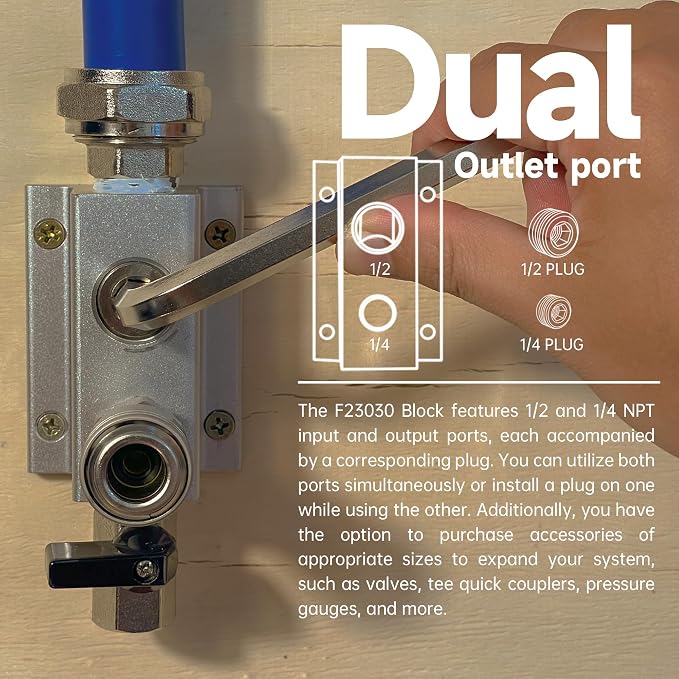 Compressed Air Piping System with 3/4 Inch ID x 200 feet HDPE Tubing & Aluminum Outlet Blocks for Garage Connect Air Compressor Line Kit Accessories for Shop | 200 PSI | 53PCS |9120