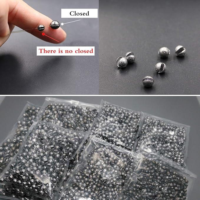 Removable Split-Shot,500Pcs Lead Sinking Split Shots Fishing Sinkers,Fishing Weights Sinkers