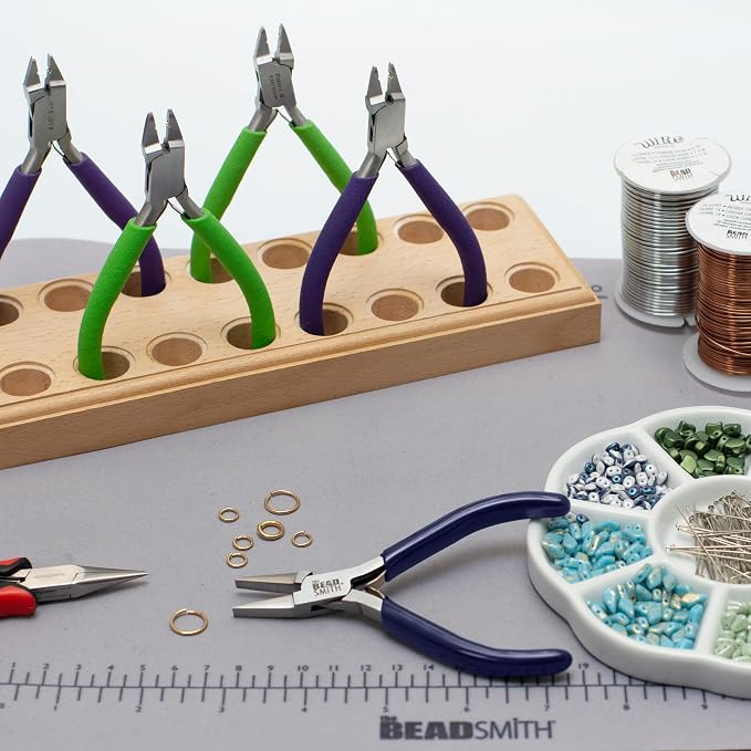 The Beadsmith Flat Nose Pliers – Economy Line – 4.5 inches (114mm) – Vinyl Grip Handle with Double Leaf Springs – Jewelry Making Tool for Creating Bracelets, Earrings and Necklaces