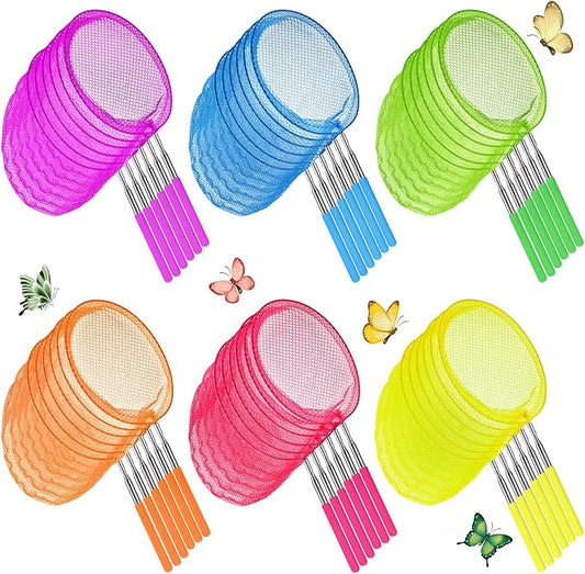 Sosation Kids Telescopic Butterfly Fishing Nets Colorful Bug Catching Nets Outdoor Tools for Catching Butterfly Insects Bug Fish Ladybird, Extendable from 6.5 Inch to 34 Inch