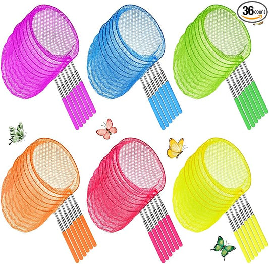 Sosation Kids Telescopic Butterfly Fishing Nets Colorful Bug Catching Nets Outdoor Tools for Catching Butterfly Insects Bug Fish Ladybird, Extendable from 6.5 Inch to 34 Inch