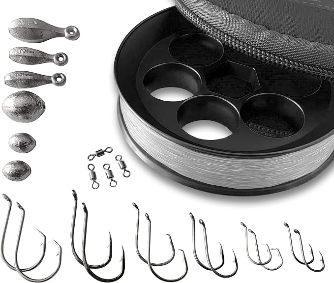 Aluminum Hand Line Reel Pocket/Travel Fishing Kit (30 lb Clear line)