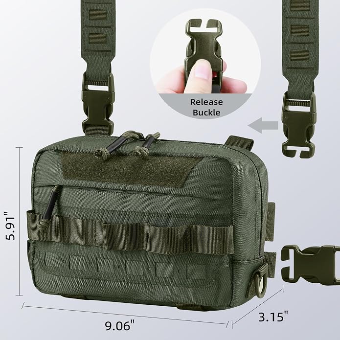Outdoor Chest Bag for Men, Water-Resistant Fishing Chest Pack, Tactical Vest for Running, Cycling, Hiking