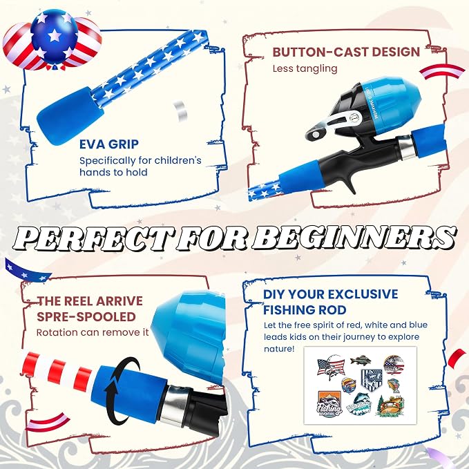 Kids Fishing Pole, Portable Telescopic Kids Fishing Poles for Boys Girls Youth, Fishing Rod and Reel Combo