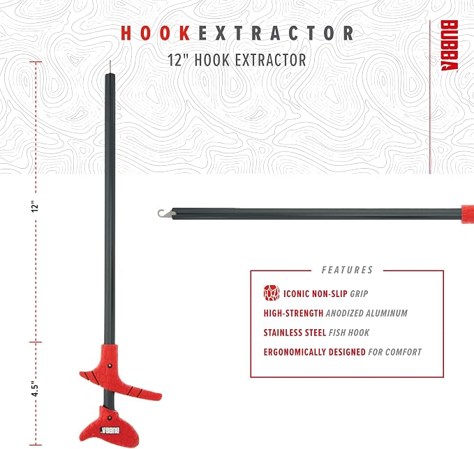 BUBBA Hook Extractor with Non-Slip Grip T-Handle with Marine Grade Stainless Steel Hook Extractor for Fishing and Angling
