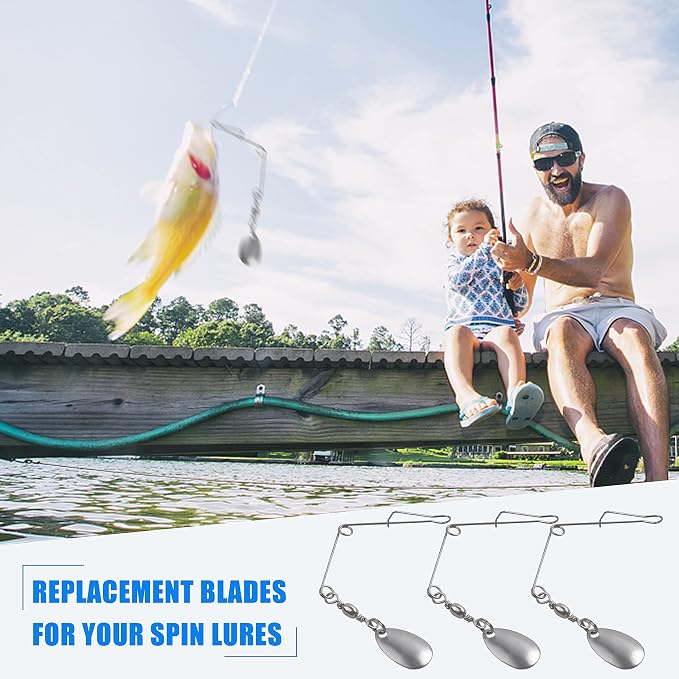 Fishing Spinner Blades,Smooth Spoons Rigs Spinnerbait Wire Shaft with Colorado Blade Spin Jig Spinners Lure Replacement Spinnerbait Making Accessories Supplies