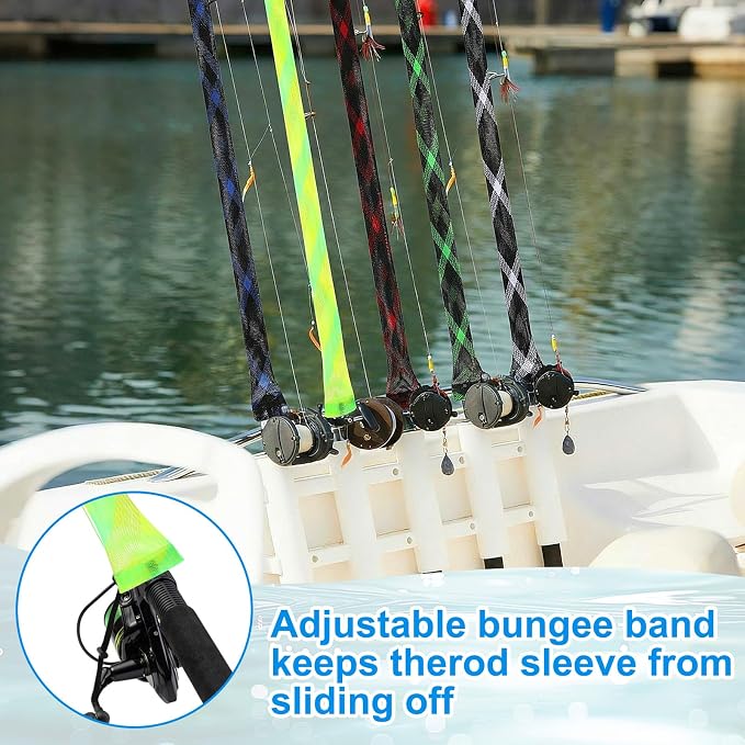 12 Pcs Fishing Rod Sleeves and Lure Wraps Fishing Rod Socks Pole Covers with Lanyard and 5.91 Inch Lure Covers for Fly, Casting, Sea Fish Rods Protector (Grey)