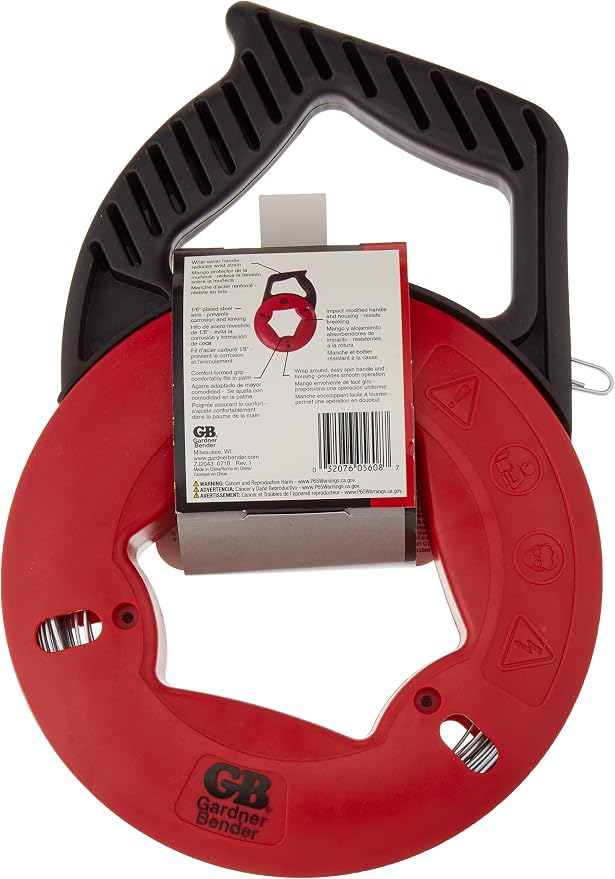 Gardner Bender FTS-50B Fish Tape, Steel, Deluxe, Shatterproof Housing, Refillable, 50 in. x 1/8 in. x 3/5 in.