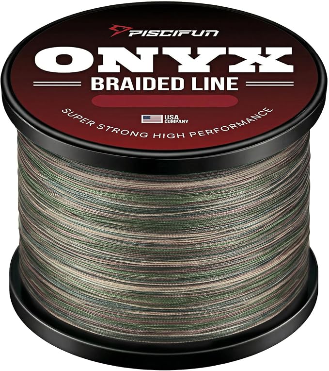 Piscifun Onyx Braided Fishing Line, Superline Abrasion Resistant Braided Lines, Zero Stretch Super Strong, Low Memory, Fast Water Cutting PE Fishing Lines, 6lb-150lb