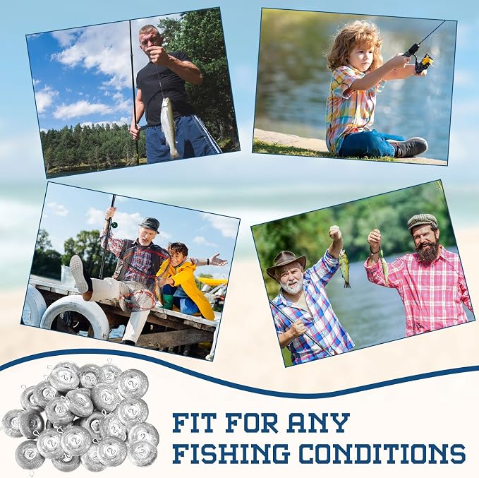 24 Pieces Fishing Disc Sinkers Weights Disc Sinker Fishing Sinkers Weights for Saltwater Catfishing Trolling Surf Tackle