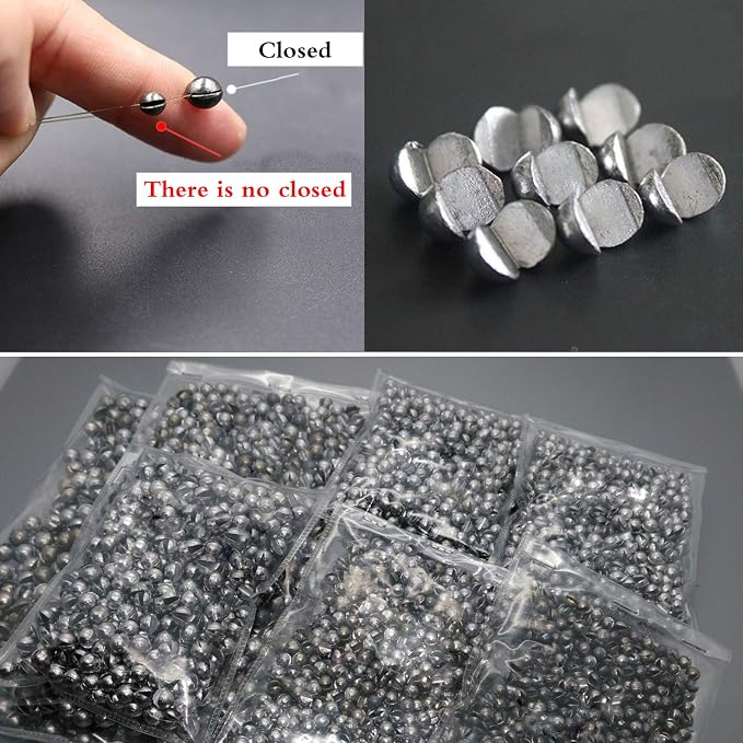 Removable Split-Shot,500Pcs Lead Sinking Split Shots Fishing Sinkers,Fishing Weights Sinkers