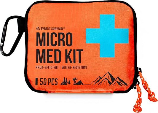 EVERLIT Ultralight Mini First Aid Kit, EDC Medical Kit, Water-Resistant EDC Mini Kit for Hiking, Backpacking, Camping, Cycling (Orange)