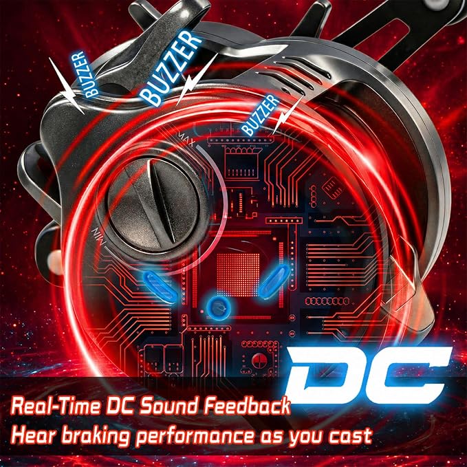Sougayilang Round Baitcasting Reel, Digital Control Braking with Real-Time Acoustic Feedback, 7.2:1 Gear Ratio DC Reel for Bass, Catfish and Salmon, Ideal Fishing Reels for Beginners
