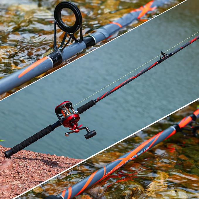 Sougayilang Spinning Rods, Strong Carbon&Glass Composite Fishing Pole with Stainless Steel Line Guides for Catfish- 7'0"