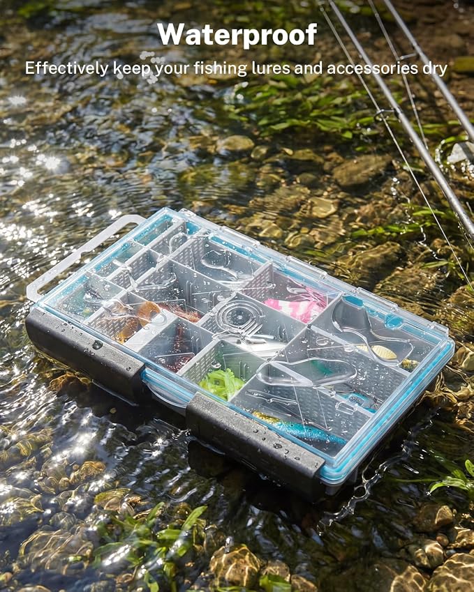 Gonex Fishing Tackle Boxes, 2-Pack Waterproof 3600 Tackle Trays with Adjustable Dividers, Portable Clear Plastic Tackle Organizers with DIY Dividers for Lures, Hooks, Bass Gear, Gray
