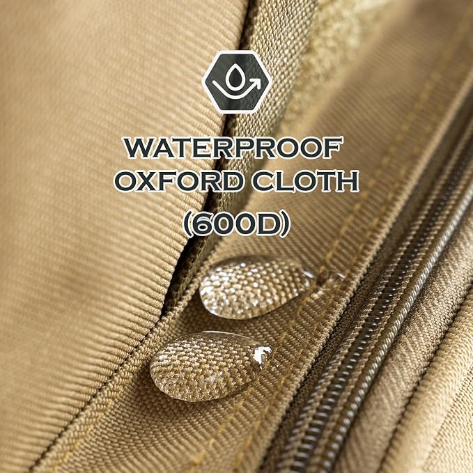Ghosthorn Fishing Tackle Bag with Rod Holder Saltwater & Freshwater Resistant Tackle Box Bag - Waterproof Base, Adjustable Padded Shoulder Strap (Khaki)