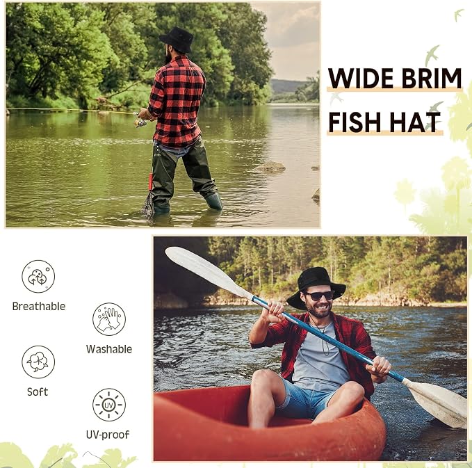 Xtinmee 10 Pcs Bucket Hat Bulk Safari Hat Wide Brim Boonie Hiking Fishing with Chin Strap for Women Men Adult Summer