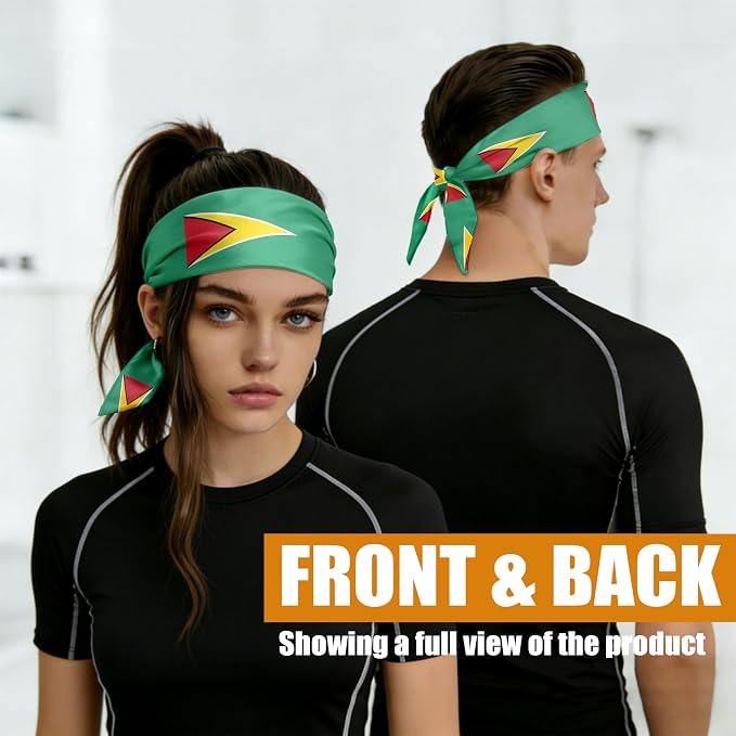 Flag Tie Headbands for Men Women, Moisture Wicking Sweatband Breathable Sports Headwrap, Non-Slip Stretchy Adjustable Fitness Hair Band