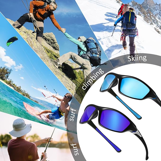 TOODOO 4 Pairs Men Polarized Sunglasses with UV Protection Driving Glasses Sports for Sport Outdoor Activities