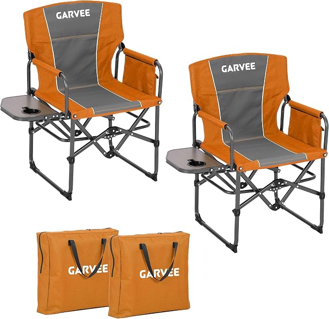 Oversized Camping Directors Chair, Portable Folding Lawn Chairs for Adults Heavy Duty with Side Table, Outdoor Foldable Camp Chair with Pocket for Beach, Fishing, Picnic, Outdoor Foldable Camp Chair