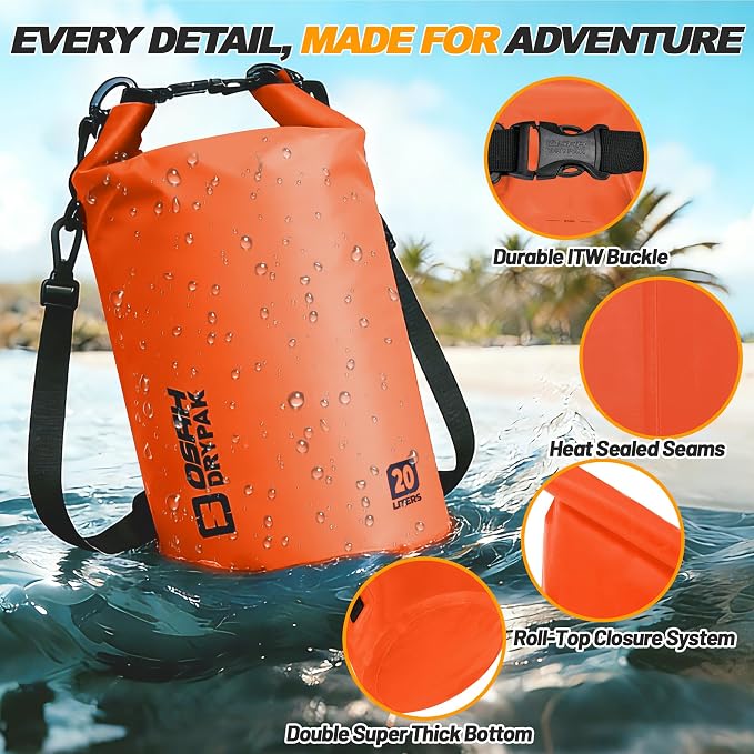 Waterproof Dry Bag, 5L/10L/20L/30L/40L Roll Top Lightweight Storage Backpack with Phone Case for Women & Men, Floating Waterproof Sack for Travel, Swimming, Kayaking, Paddle Board, Camping & Beach