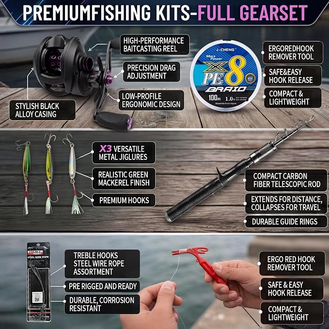 Left-Hand Baitcasting Rod and Reel Combo - Ultra-Light BFS Kit | Includes a 5'10" sensitive UL carbon rod, left-hand baitcaster, 7g jigs, deep-hook remover, and a jargon-free roadmap.