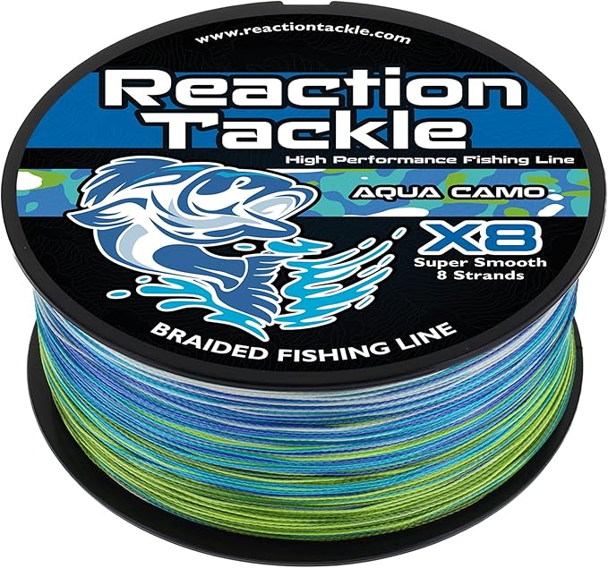Reaction Tackle Braided Fishing Line - Pro Grade Power Performance for Saltwater or Freshwater Fish - Colored Fishing Line Braid for Extra Visibility