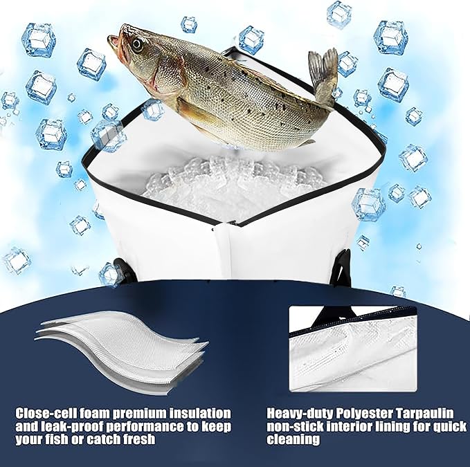 MORXPLOR Insulated Fish Cooler Bag for Fishing 41x17 47x17In 50x20In 60x24 72x30 80X40 Inches,Large Insulated Fish Kill Bag,Fishing Catch Bag Cooler with Water-resistant Zipper