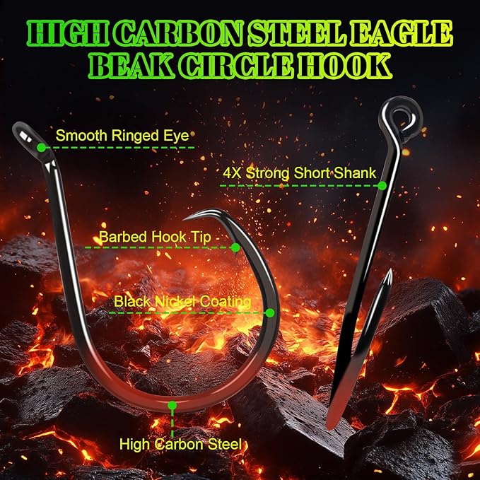 Pre-Rigged Carolina Rig Saltwater, Egg Sinker Grouper Rigs with 10 Circle Hooks, Stainless Steel Leader Fishing Wire, for Snapper Flounder Sea Bass Surf Fishing Bottom Rig