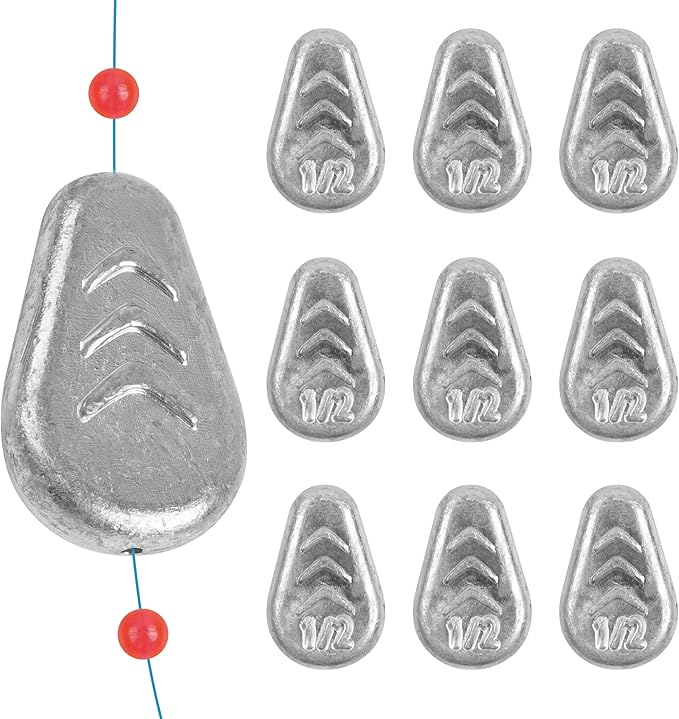 No Roll Sinker Fishing Weights Sinkers, Catfish Sinkers Flat Inline Sinkers Weights No Snag Slip Sinkers Saltwater Surf Fishing Weights Gear Tackle Fishing Weights Sinkers for Catfishing Rigs