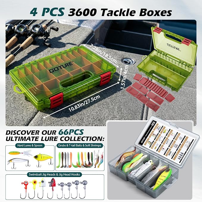 Goture Fishing Kits for Adult,Fishing Pole and Reel Combo, OpenSide Fishing Sling Tackle Storage Bag with 3 Tackle Boxes,Gift for Men