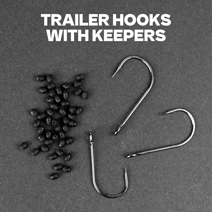 50pcs Trailer Fishing Hooks for Short Strikes – 1/0, 2/0, 3/0 with Beads - Pair with Spinnerbait, Flipping Jig, Jig Head etc.