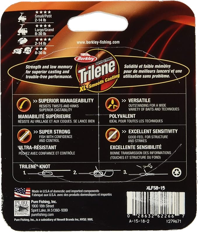 Berkley Trilene® XL®, Clear, 14lb | 6.3kg, 1000yd | 914m Monofilament Fishing Line, Suitable for Freshwater Environments