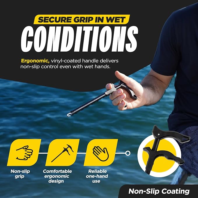 Beyond Fishing Hook Remover Tool - 10.5 Inch Long-Reach Fish Dehooker with T-Handle Grip, Corrosion-Resistant Hook Remover for Freshwater & Saltwater Fishing