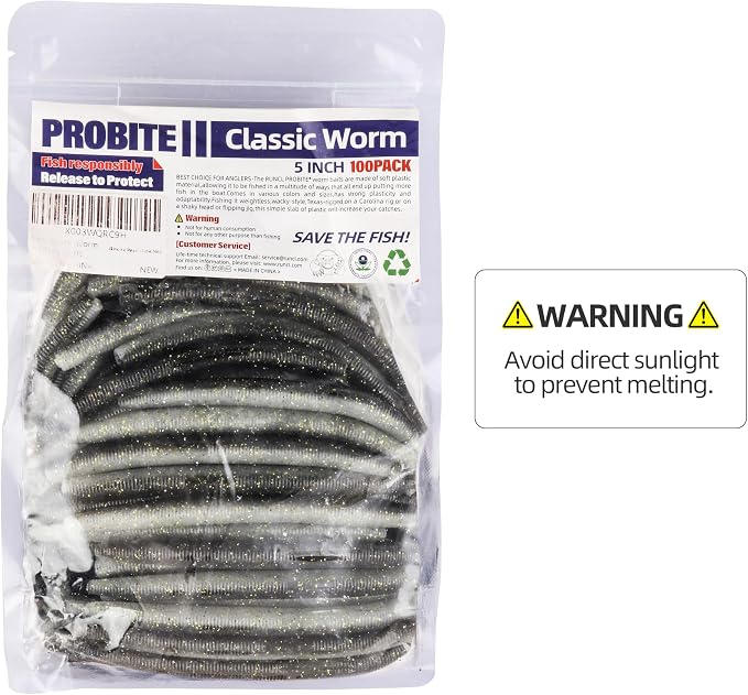 Soft Fishing Worm 100PCS, 3/4/5/6" Mega Value Pack Senko Style Soft Lures for Bass, Plastic Worm Stick Baits, Multicolor, Cost-Effective Fishing Gift
