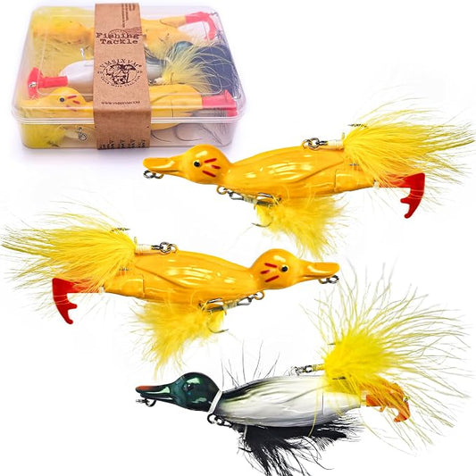 Topwater Duck Fishing Lures, Realistic Baby Duckling Baits Floating Artificial Hard Swimbaits for Bass Pike Musky Catfish Freshwater Saltwater Fishing